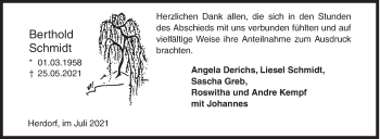 Traueranzeige von Berthold Schmidt von Siegener Zeitung