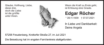 Traueranzeige von Edgar Röcher von Siegener Zeitung