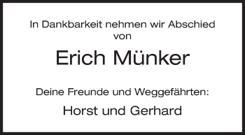 Traueranzeige von Erich Münker von Siegener Zeitung