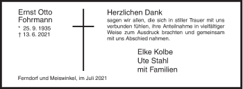 Traueranzeige von Ernst Otto Fohrmann von Siegener Zeitung