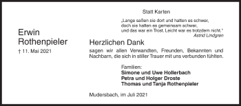 Traueranzeige von Erwin Rothenpieler von Siegener Zeitung