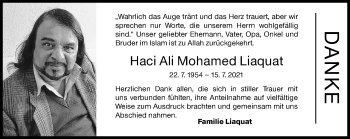 Traueranzeige von Haci Ali Mohamed Liaquat von Siegener Zeitung