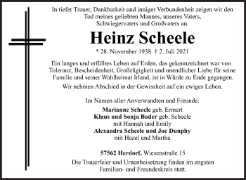 Traueranzeige von Heinz Scheele von Siegener Zeitung