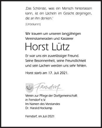 Traueranzeige von Horst Lütz von Siegener Zeitung