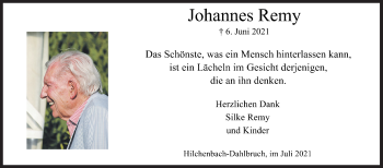 Traueranzeige von Johannes Remy von Siegener Zeitung