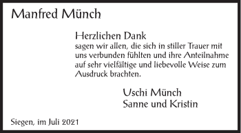 Traueranzeige von Manfred Münch von Siegener Zeitung