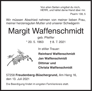 Traueranzeige von Margit Waffenschmidt von Siegener Zeitung