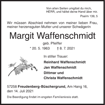 Traueranzeige von Margit Waffenschmidt von Siegener Zeitung