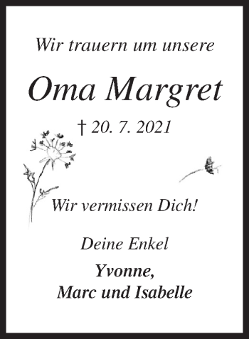 Traueranzeige von Margret  von Siegener Zeitung