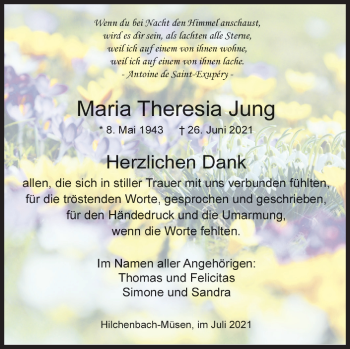 Traueranzeige von Maria Theresia Jung von Siegener Zeitung