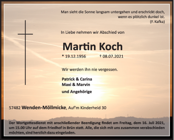Traueranzeige von Martin Koch von Siegener Zeitung