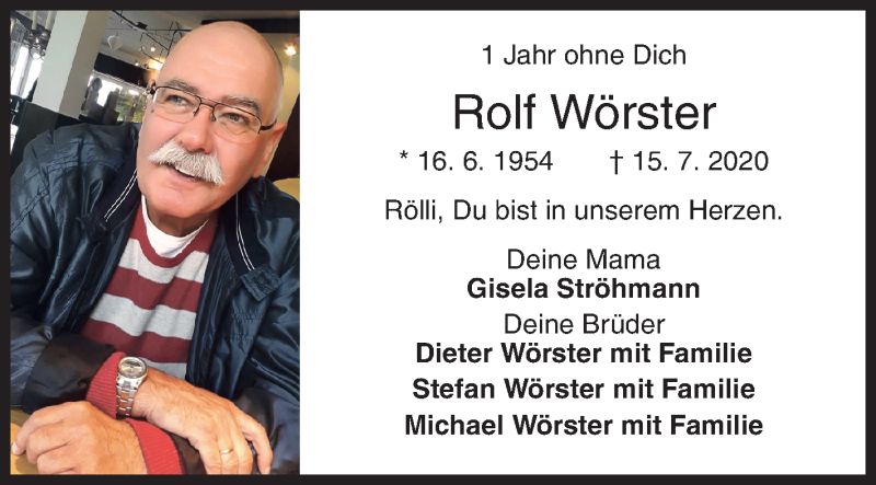  Traueranzeige für Rolf Wörster vom 15.07.2021 aus Siegener Zeitung