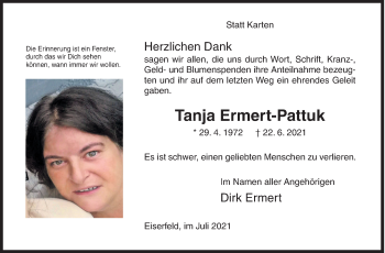 Traueranzeige von Tanja Ermert-Pattuk von Siegener Zeitung