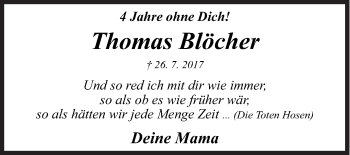 Traueranzeige von Thomas Blöcher von Siegener Zeitung