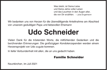 Traueranzeige von Udo Schneider von Siegener Zeitung