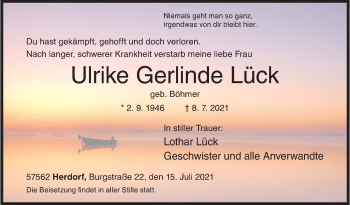 Traueranzeige von Ulrike Gerlinde Lück von Siegener Zeitung