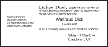 Traueranzeige von Waltraud Dick von Siegener Zeitung