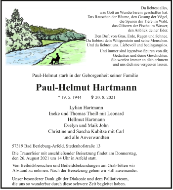 Traueranzeige von Paul-Helmut Hartmann von Siegener Zeitung