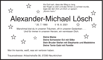 Traueranzeige von Alexander-Michael Lösch von Siegener Zeitung