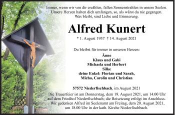 Traueranzeige von Alfred Kunert von Siegener Zeitung