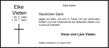 Traueranzeige von Elke Vieten von Siegener Zeitung
