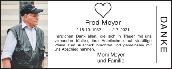 Traueranzeige von Fred Meyer von Siegener Zeitung
