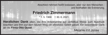 Traueranzeige von Friedrich Zimmermann von Siegener Zeitung