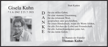 Traueranzeige von Gisela Kuhn von Siegener Zeitung