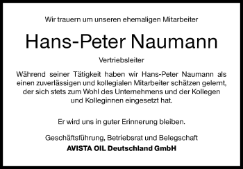 Traueranzeige von Hans-Peter Naumann von Siegener Zeitung