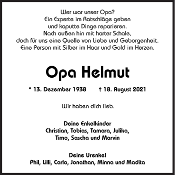 Traueranzeige von Helmut Stühn von Siegener Zeitung