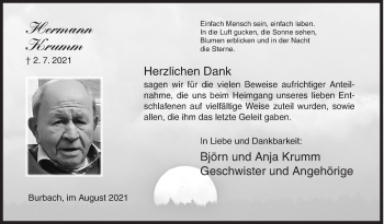 Traueranzeige von Hermann Krumm von Siegener Zeitung
