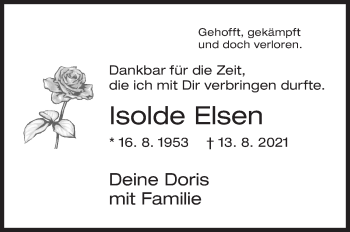 Traueranzeige von Isolde Elsen von Siegener Zeitung