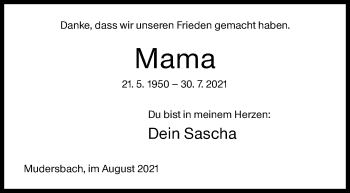 Traueranzeige von Mama  von Siegener Zeitung