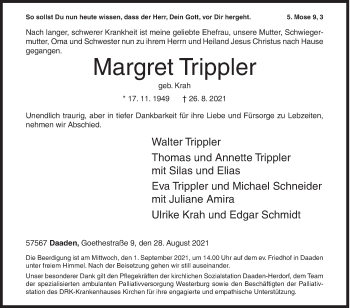 Traueranzeige von Margret Trippler von Siegener Zeitung