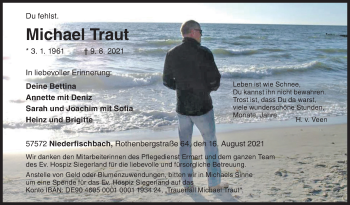 Traueranzeige von Michael Traut von Siegener Zeitung