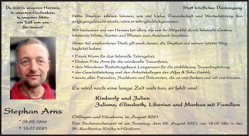 Traueranzeige von Stephan Arns von Siegener Zeitung