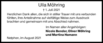 Traueranzeige von Ulla Möhring von Siegener Zeitung