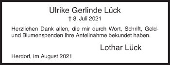Traueranzeige von Ulrike Gerlinde Lück von Siegener Zeitung
