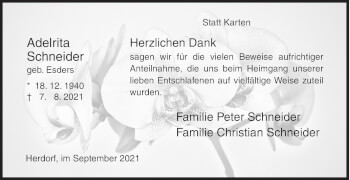 Traueranzeige von Adelrita Schneider von Siegener Zeitung