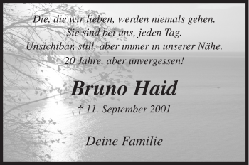 Traueranzeige von Bruno Haid von Siegener Zeitung