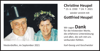 Traueranzeige von Christine und Gottfried Heupel von Siegener Zeitung