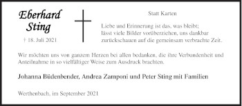 Traueranzeige von Eberhard Sting von Siegener Zeitung