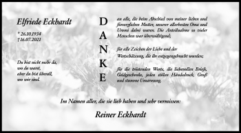 Traueranzeige von Elfriede Eckhardt von Siegener Zeitung