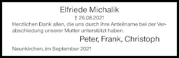 Traueranzeige von Elfriede Michalik von Siegener Zeitung