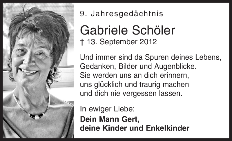 Traueranzeige für Gabriele Schöler vom 13.09.2021 aus Siegener Zeitung