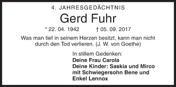 Traueranzeige von Gerd Fuhr von Siegener Zeitung