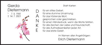 Traueranzeige von Gerda Dietermann von Siegener Zeitung