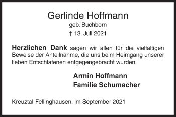 Traueranzeige von Gerlinde Hoffmann von Siegener Zeitung