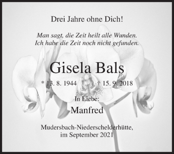 Traueranzeige von Gisela Bals von Siegener Zeitung