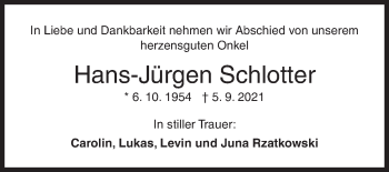 Traueranzeige von Hans-Jürgen Schlotter von Siegener Zeitung